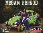 Megan Herrod. A woman in front of a green Volkswagen Beetle